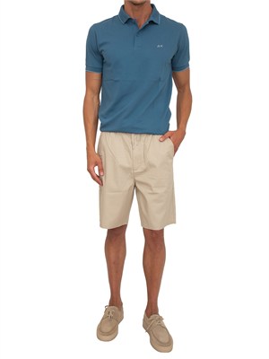 Polo SUN68 uomo in piquet di cotone blu in UOMO