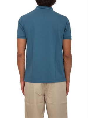 Polo SUN68 uomo in piquet di cotone blu in UOMO