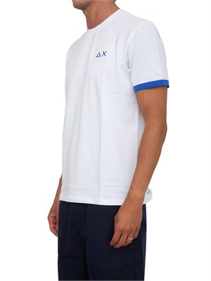 T-shirt Sun68 in piquet di cotone bianco in UOMO