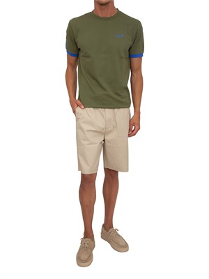 T-shirt Sun68 in piquet di cotone verde in UOMO