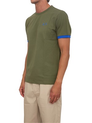 T-shirt Sun68 in piquet di cotone verde in UOMO