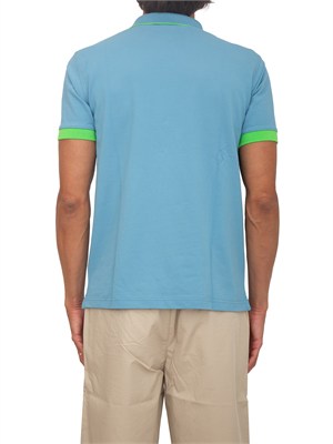 Polo Sun68 in piquet di cotone azzurro con profili in UOMO