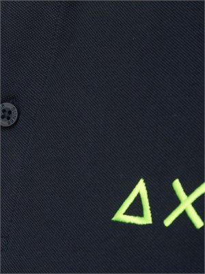 Polo SUN68 in piquet di cotone blu con profili in UOMO