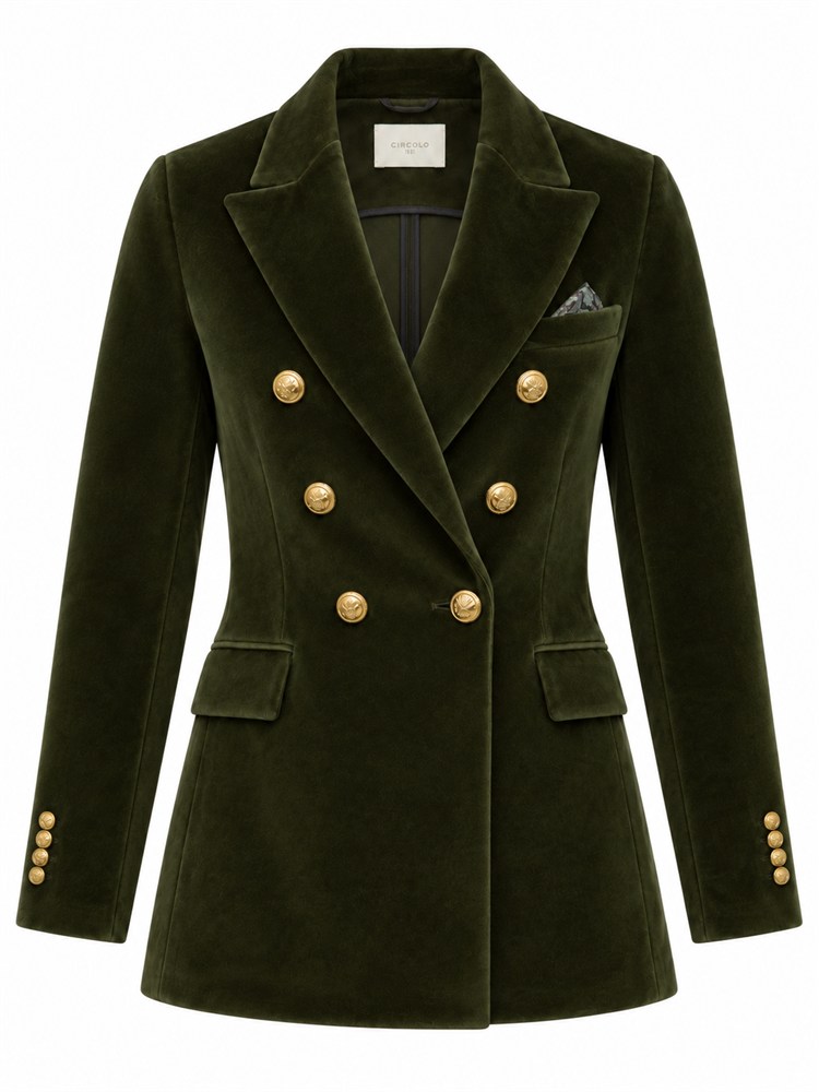 Giacca donna doppiopetto Circolo 1901 in velluto verde