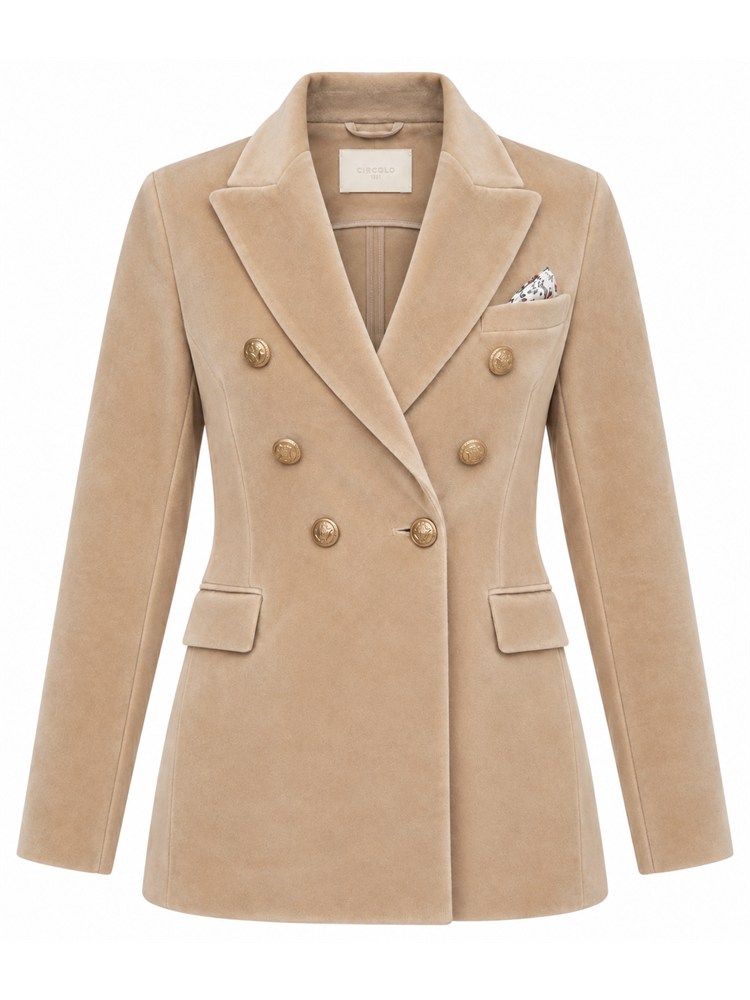 Giacca donna doppiopetto Circolo 1901 in velluto beige