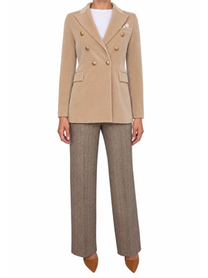 Giacca donna doppiopetto Circolo 1901 in velluto beige in DONNA