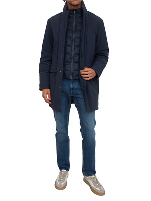 Giaccone Trussardi uomo in nylon waterproof blu in UOMO