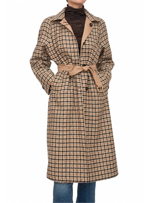Trench double face Ragusa Marella in cotone beige e tartan in DONNA