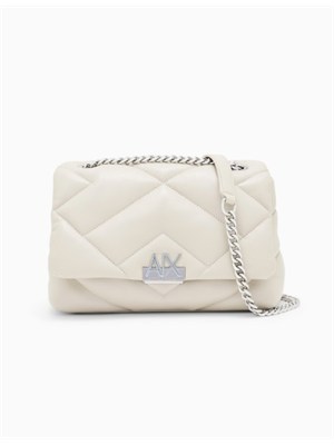 Borsa Armani Exchange in ecopelle bianco panna in DONNA