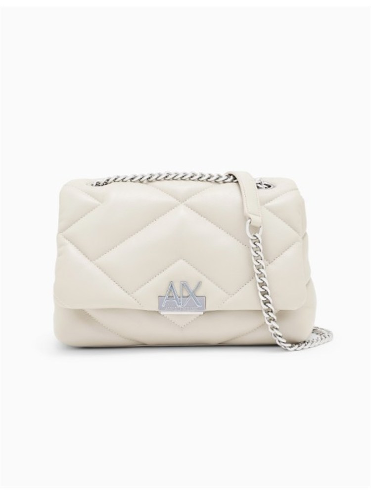 Borsa Armani Exchange in ecopelle bianco panna