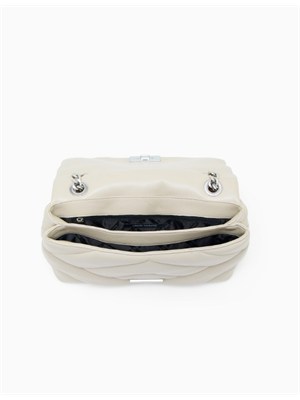 Borsa Armani Exchange in ecopelle bianco panna in DONNA