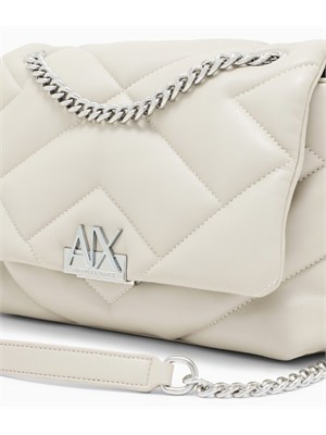 Borsa Armani Exchange in ecopelle bianco panna in DONNA