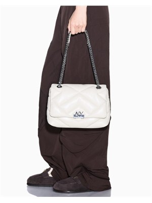 Borsa Armani Exchange in ecopelle bianco panna in DONNA
