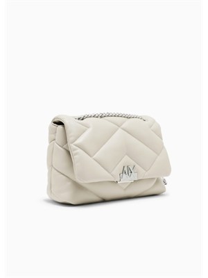 Borsa Armani Exchange in ecopelle bianco panna in DONNA