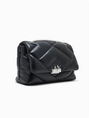 Borsa Armani Exchange in ecopelle nera in DONNA
