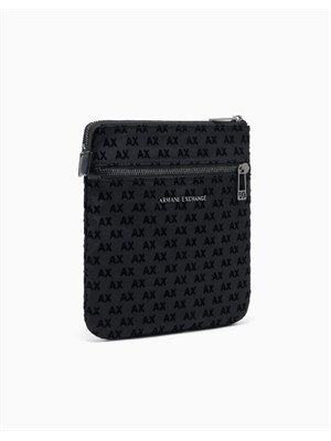 Borsello Armani Exchange in tessuto nero logo all over in UOMO