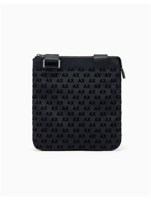 Borsello Armani Exchange in tessuto nero logo all over in UOMO