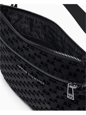 Borsello Armani Exchange in tessuto nero logo all over in UOMO