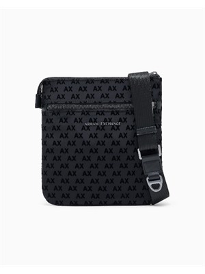 Borsello Armani Exchange in tessuto nero logo all over in UOMO