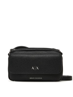 Borsa a tracolla Armani Exchange in ecopelle nera in DONNA