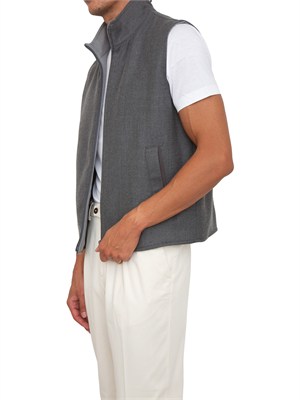 Gilet double face Aiace Galassi misto lana grigio in UOMO