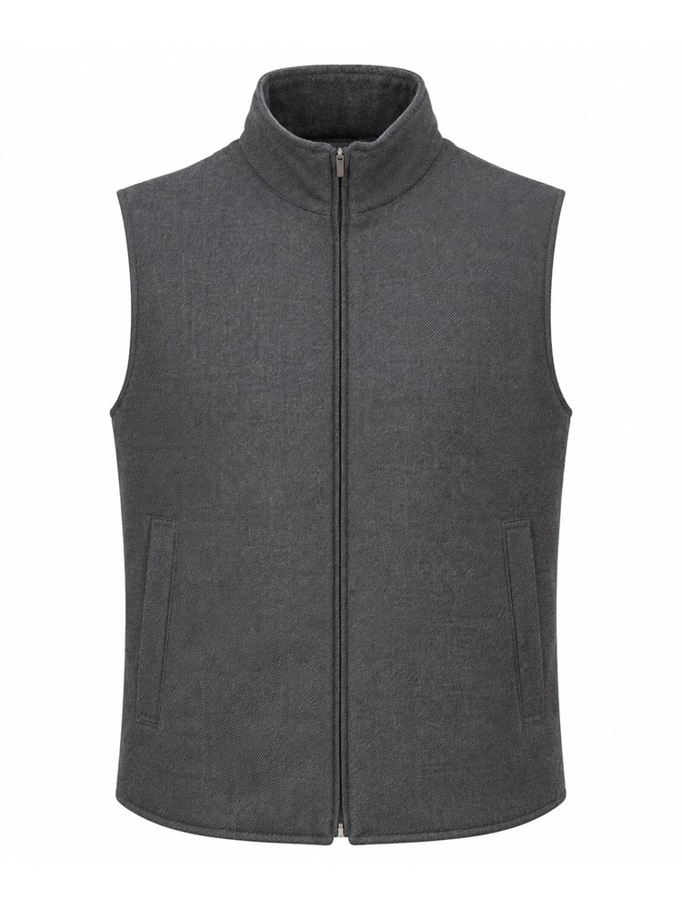 Gilet double face Aiace Galassi misto lana grigio
