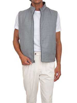 Gilet double face Aiace Galassi misto lana grigio in UOMO