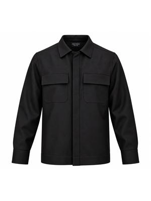 Camicia overshirt Aiace Galassi misto lana nera in UOMO