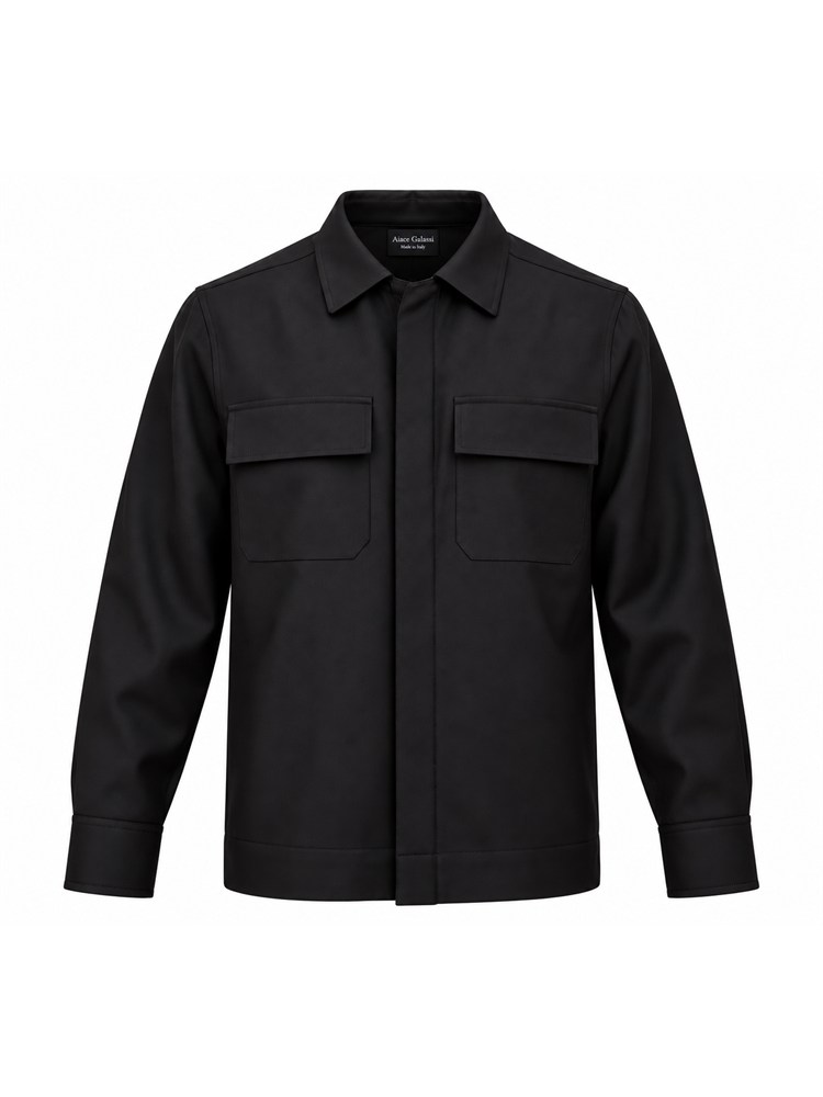 Camicia overshirt Aiace Galassi misto lana nera