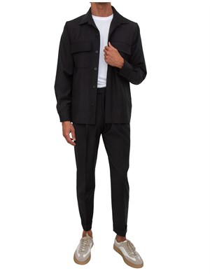 Camicia overshirt Aiace Galassi misto lana nera in UOMO