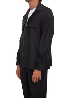 Camicia overshirt Aiace Galassi misto lana nera in UOMO