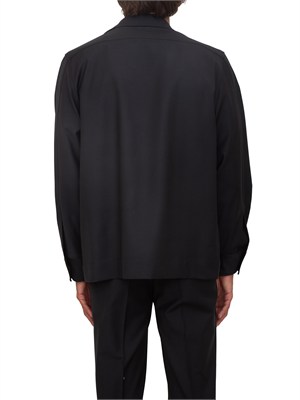 Camicia overshirt Aiace Galassi misto lana nera in UOMO