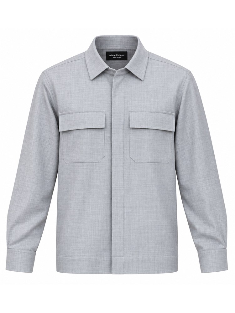 Camicia overshirt Aiace Galassi misto lana grigia
