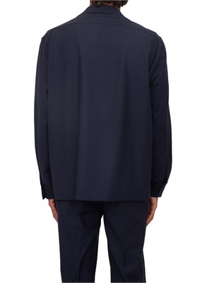 Camicia overshirt Aiace Galassi misto lana blu in UOMO