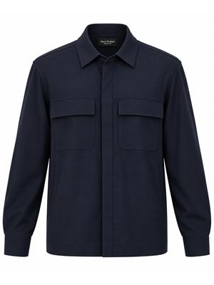 Camicia overshirt Aiace Galassi misto lana blu in UOMO