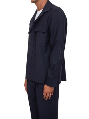 Camicia overshirt Aiace Galassi misto lana blu in UOMO