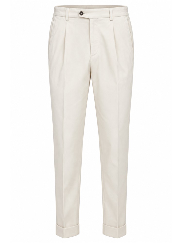 Pantaloni Aiace Galassi misto cotone bianco panna