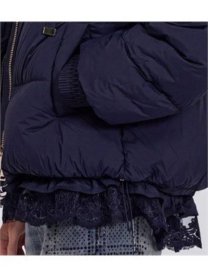 Piumino Ermanno Firenze in nylon blu pizzo sul fondo in DONNA