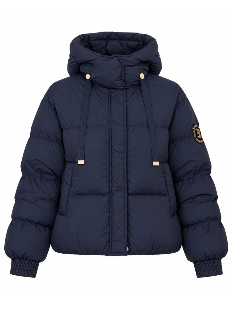 Piumino Ermanno Firenze in nylon blu pizzo sul fondo