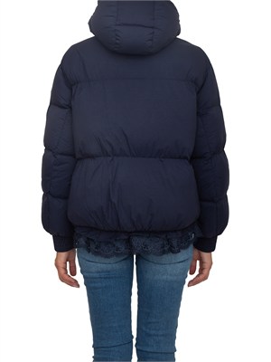 Piumino Ermanno Firenze in nylon blu pizzo sul fondo in DONNA