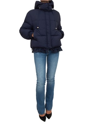 Piumino Ermanno Firenze in nylon blu pizzo sul fondo in DONNA