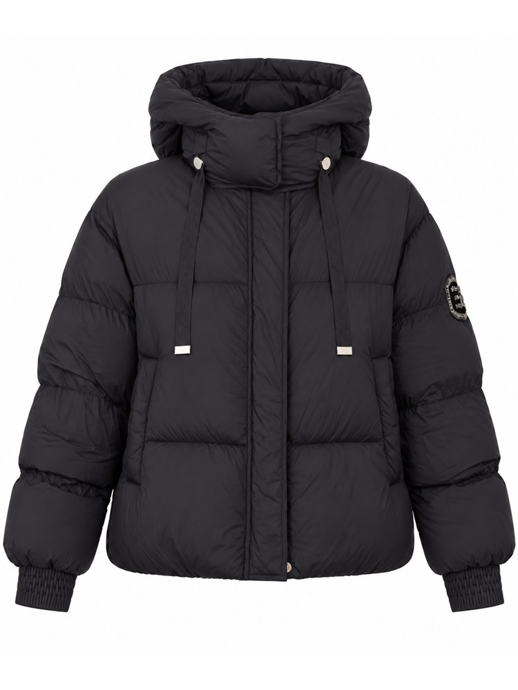 Piumino Ermanno Firenze in nylon nero pizzo sul fondo