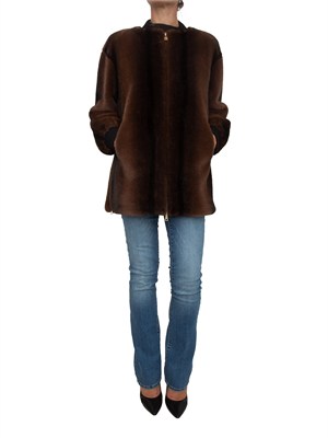 Bomber Ermanno Firenze in visone ecologico marrone in DONNA