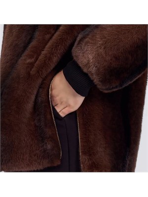 Bomber Ermanno Firenze in visone ecologico marrone in DONNA