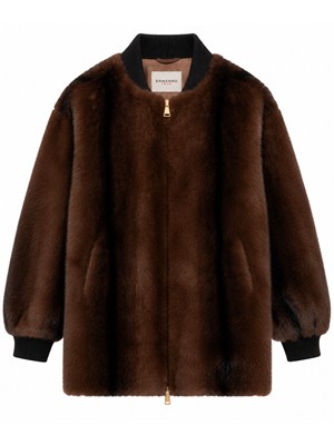 Bomber Ermanno Firenze in visone ecologico marrone in DONNA