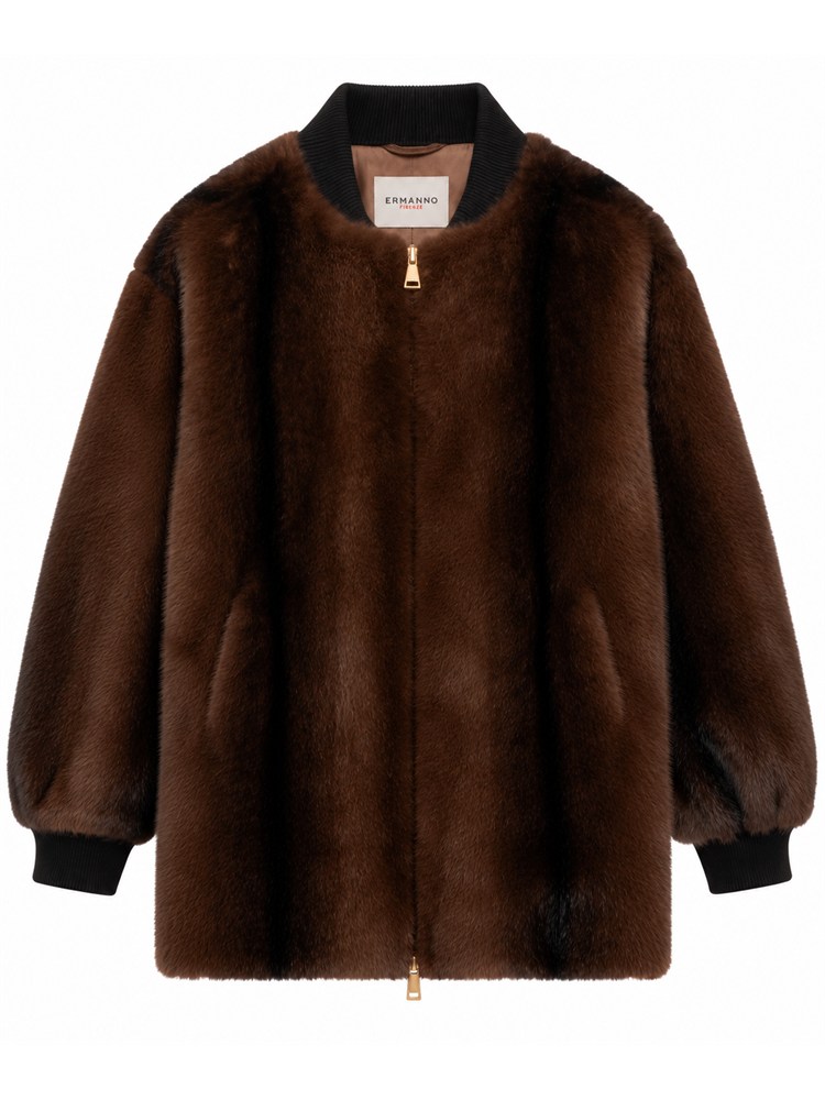 Bomber Ermanno Firenze in visone ecologico marrone