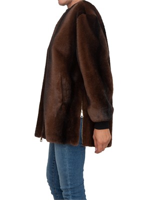 Bomber Ermanno Firenze in visone ecologico marrone in DONNA