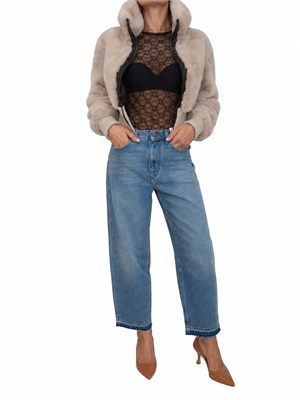 Pelliccia bomber Bagels Pinko in visone ecologico beige in DONNA