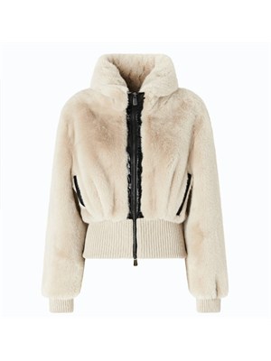 Pelliccia bomber Bagels Pinko in visone ecologico beige in DONNA