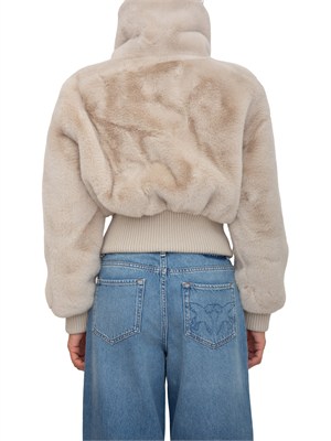 Pelliccia bomber Bagels Pinko in visone ecologico beige in DONNA